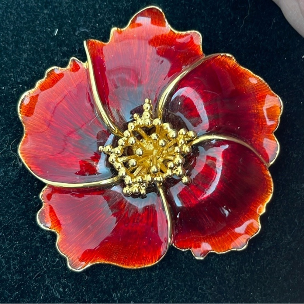 Alana Stewart Gorgeous Signed Large Enamel On Gold Tone Brooch/Pendant. MA